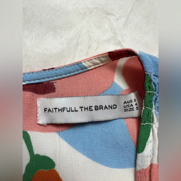 Faithfull The Brand Vittoria Anita Floral Midi Dress Puff Sleeve Back Zip Sz 4 S - Picture 8 of 9